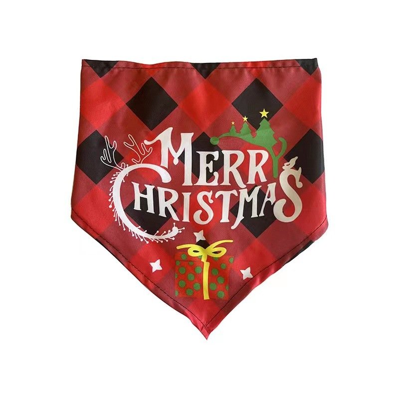 Xmas Green Custom Silk Pet Print Bibs Cotton Bandana Scarf for Dogs or Cats