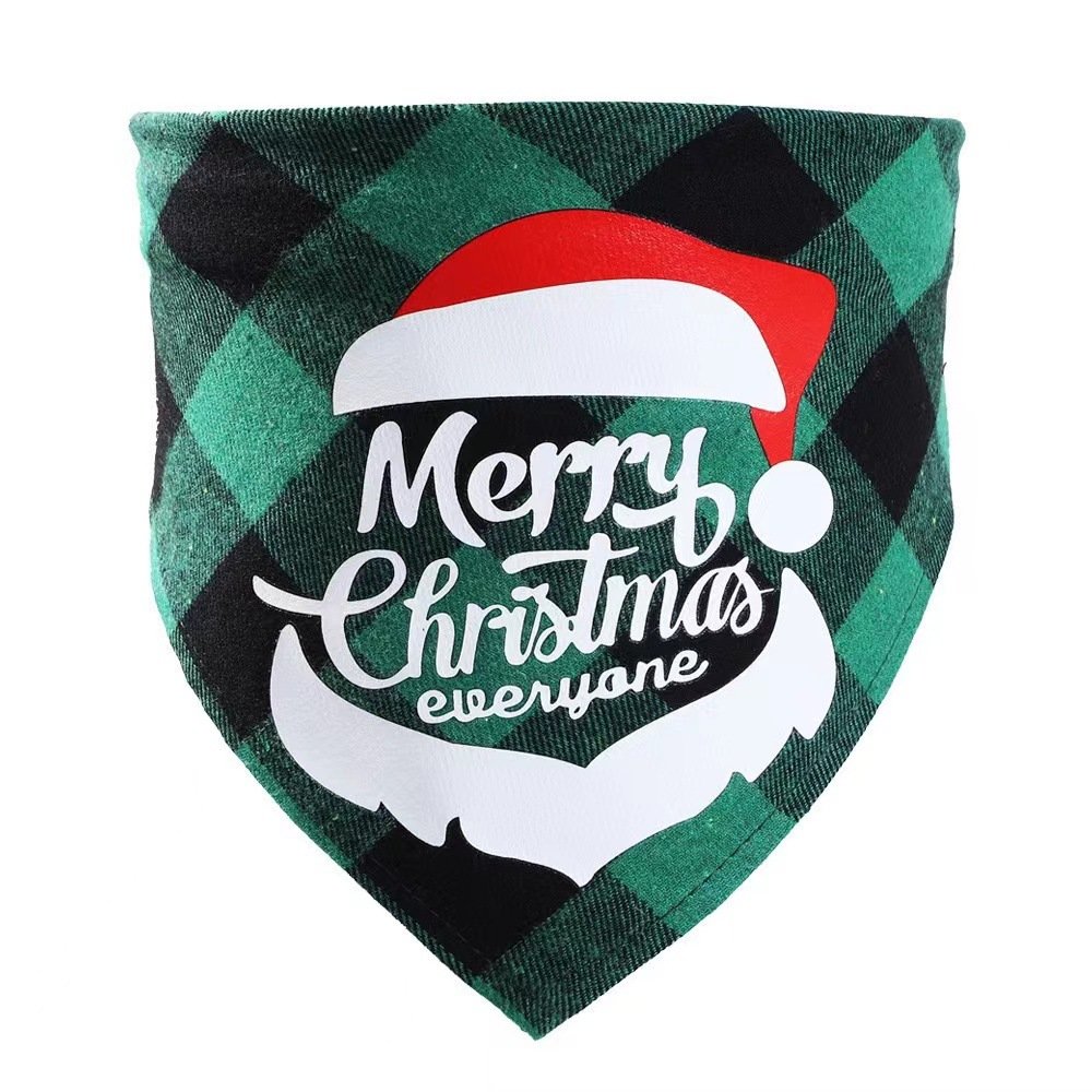 Xmas Green Custom Silk Pet Print Bibs Cotton Bandana Scarf for Dogs or Cats