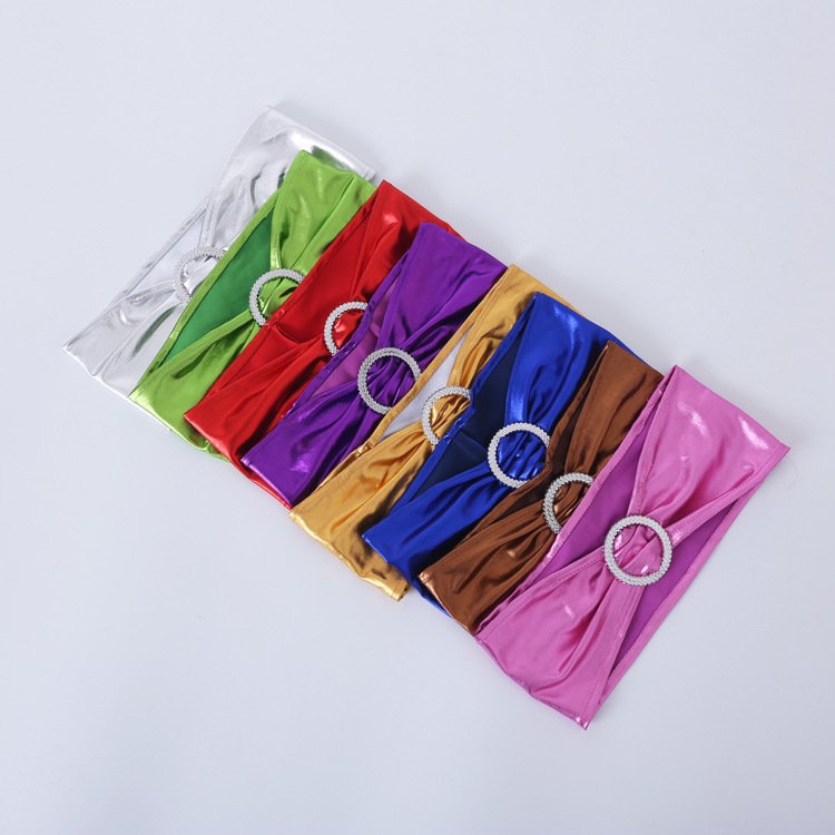 Spandex Foil Chair Sashes Band Chair Bows Chair Sash Tie with Buckle for Wedding Banquet