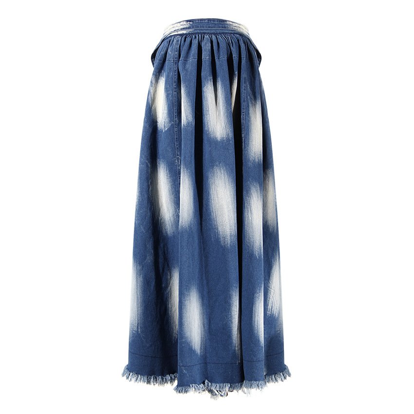 Streetwear Unique Fashion Fall Summer Ladies Skirts Casual Washed Denim Jean Irregular Tie Dye Long Maxi Skirt Women'S Skirts