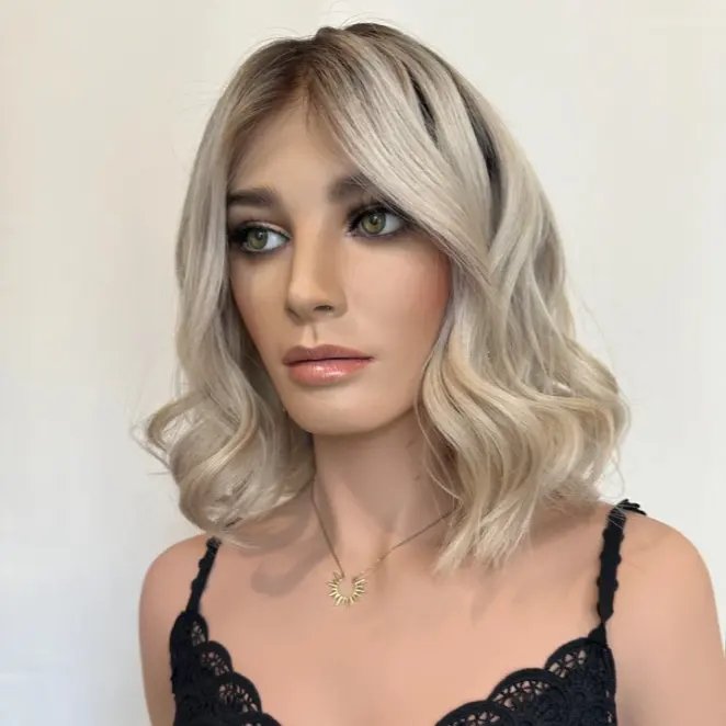 Hot Selling Ash Blonde Color Short Bob Virgin European Human Hair Bleach Knots Glueless HD 13*6 Lace Front Wig For White Women