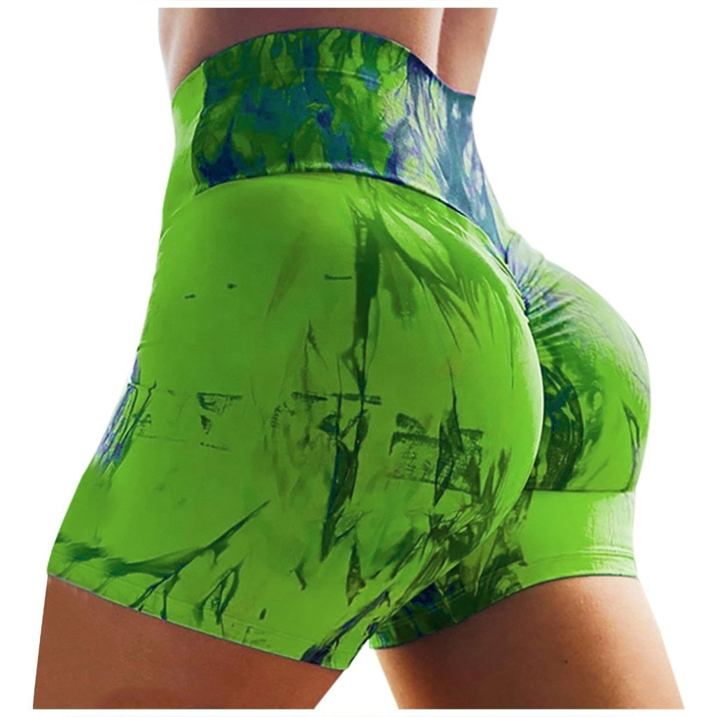 Wholesale High Waisted Tie Dye Yoga Shorts Seamless Scrunch Bum Butt Gym Workout Shorts For Women