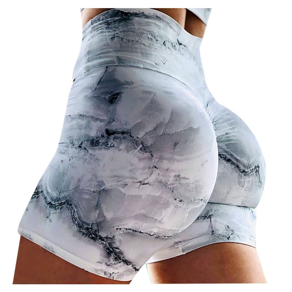Wholesale High Waisted Tie Dye Yoga Shorts Seamless Scrunch Bum Butt Gym Workout Shorts For Women