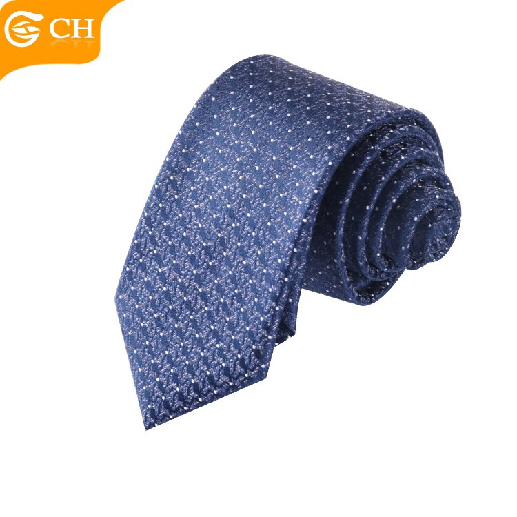 Good Quality Factory Woven Polyester Navy Blue Personalized Necktie Elegant Suit Polyester Custom Import Men Tie