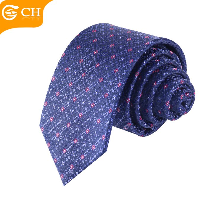 Good Quality Factory Woven Polyester Navy Blue Personalized Necktie Elegant Suit Polyester Custom Import Men Tie