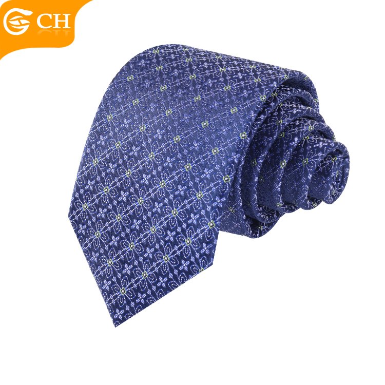 Good Quality Factory Woven Polyester Navy Blue Personalized Necktie Elegant Suit Polyester Custom Import Men Tie