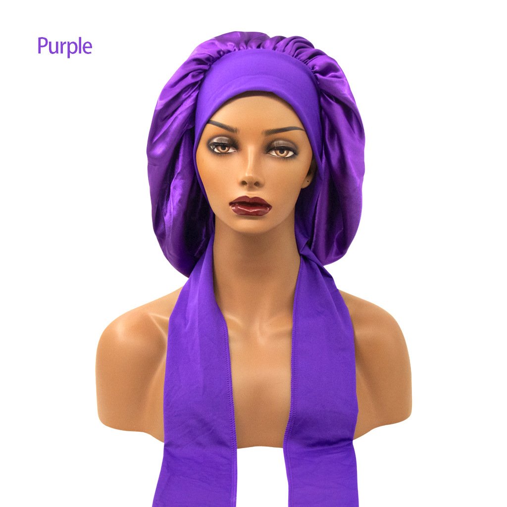 Wholesale Original Design Sleep Cap Adjustable Silky Hair Bonnet with Wide Tie Band Straps Satin Night Sleeping Cap Head Warp