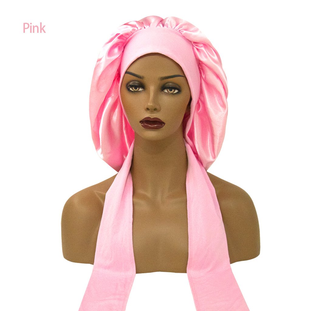 Wholesale Original Design Sleep Cap Adjustable Silky Hair Bonnet with Wide Tie Band Straps Satin Night Sleeping Cap Head Warp