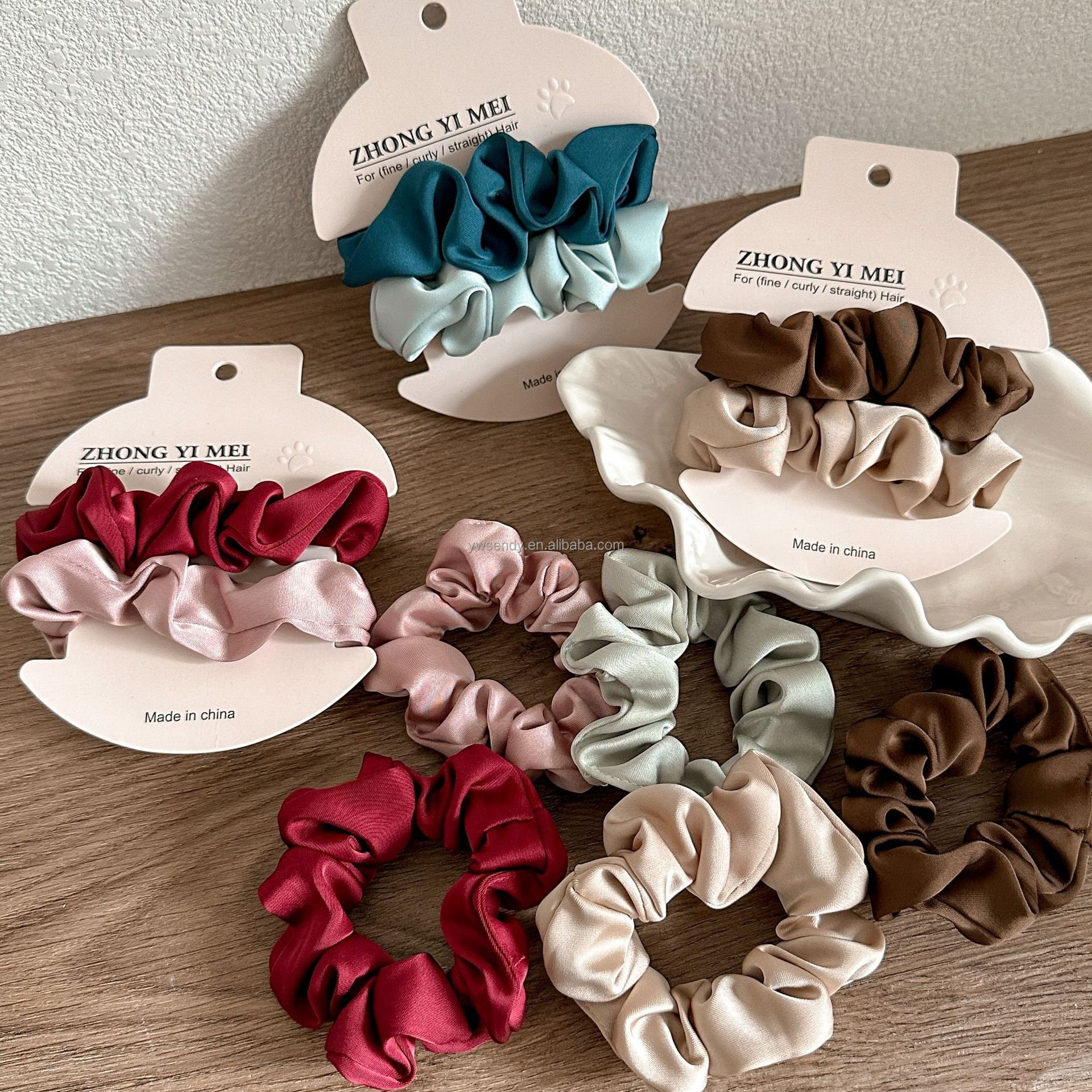 Hot selling Korean fashion Simplicity hair tie 2pcs/set silk scrunchies sweet and cute women hair accessories