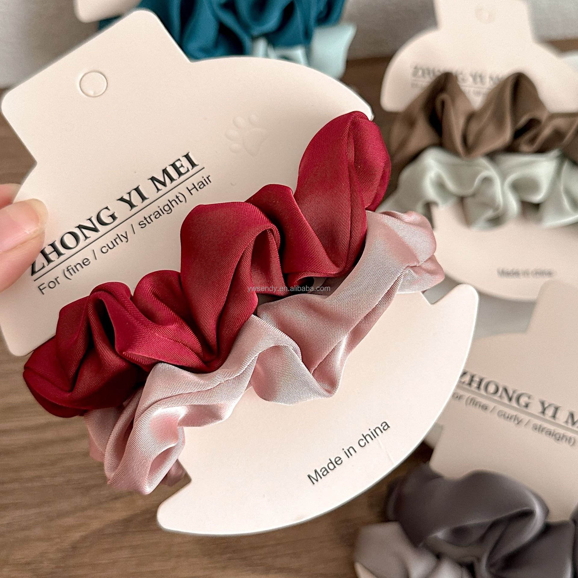 Hot selling Korean fashion Simplicity hair tie 2pcs/set silk scrunchies sweet and cute women hair accessories
