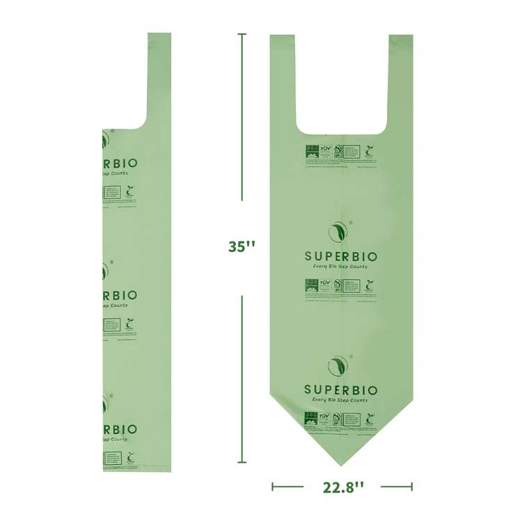 13gallon handle tie PLA trash garbage bags 100% biodegradable garbage bags on roll cornstarch plastic bags