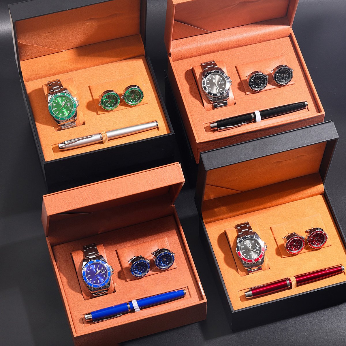 Spot new high-end men's clock dress shirt gift pen watch cufflinks gift box set office accessories