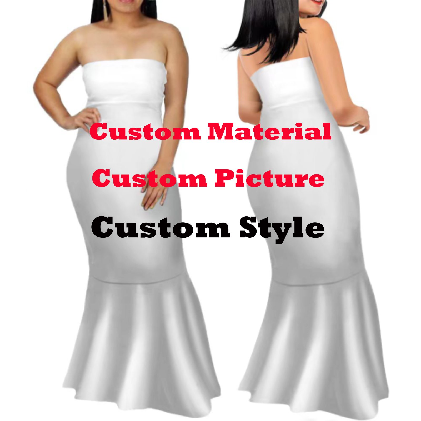 Milk Silk Fabric Polynesian Mermaid Dresses Custom Red Tapa Flower Printed Strapless Ladies Dress Off-shoulder Nightclub Dress