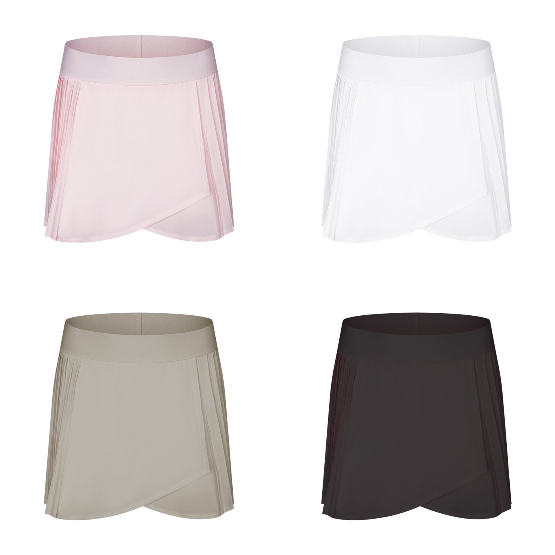 Wholesale Women Athletic 2 In 1 Pleated Yoga High Quality Elastic Waist Band Tennis Skirts with Inner Pocket