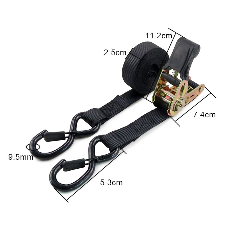 4 pack 1" x 12' polyester webbing rubber coated cargo lashing custom ratchet straps ratchet tie down straps coated S hook