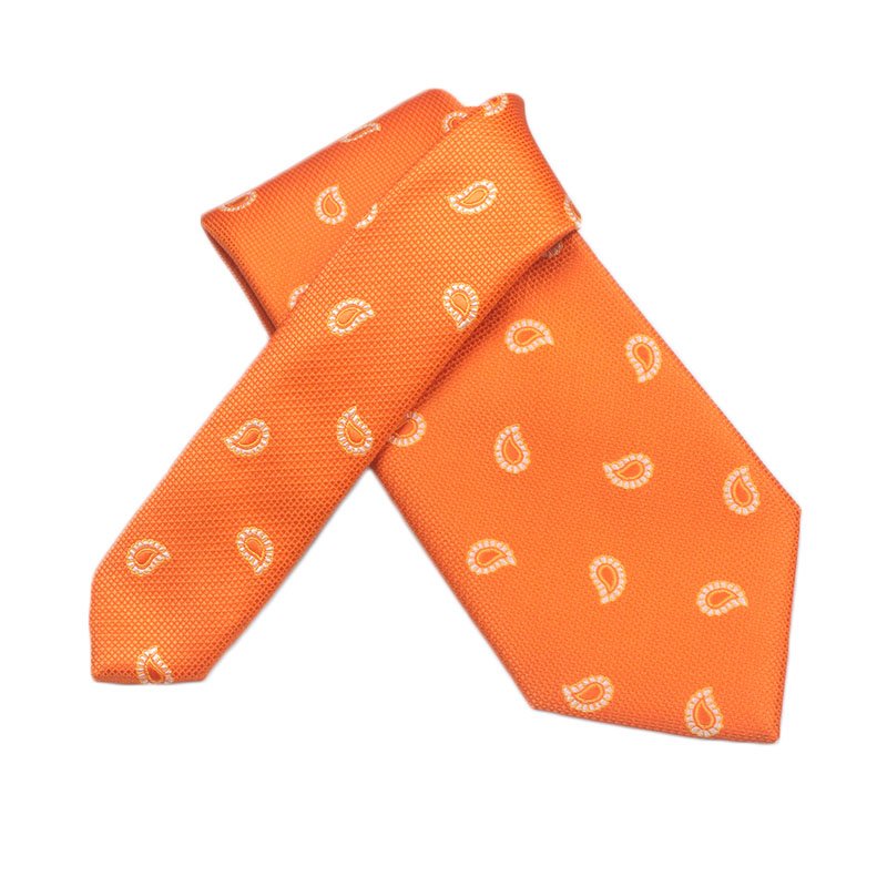 Elegant Design Delicate OEM Orange Polyester Woven Embroidered Tie Handmade Men Neck Ties