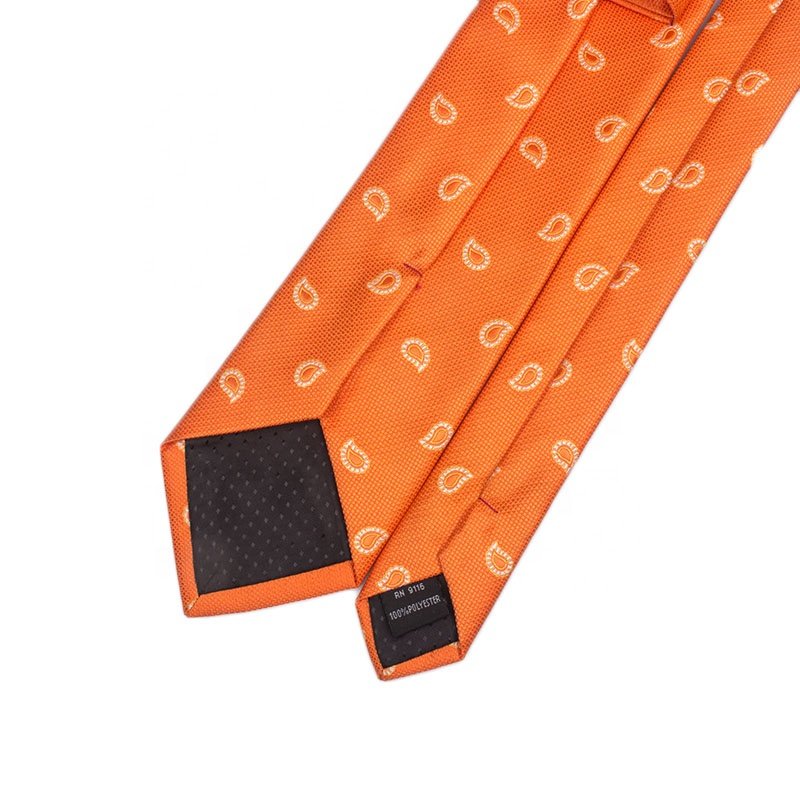 Elegant Design Delicate OEM Orange Polyester Woven Embroidered Tie Handmade Men Neck Ties