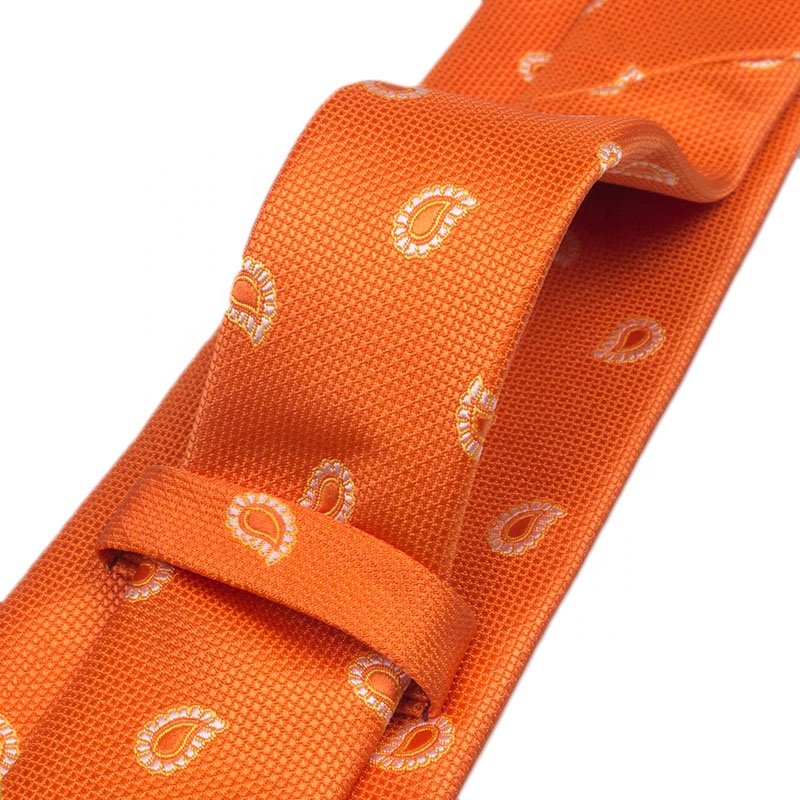 Elegant Design Delicate OEM Orange Polyester Woven Embroidered Tie Handmade Men Neck Ties