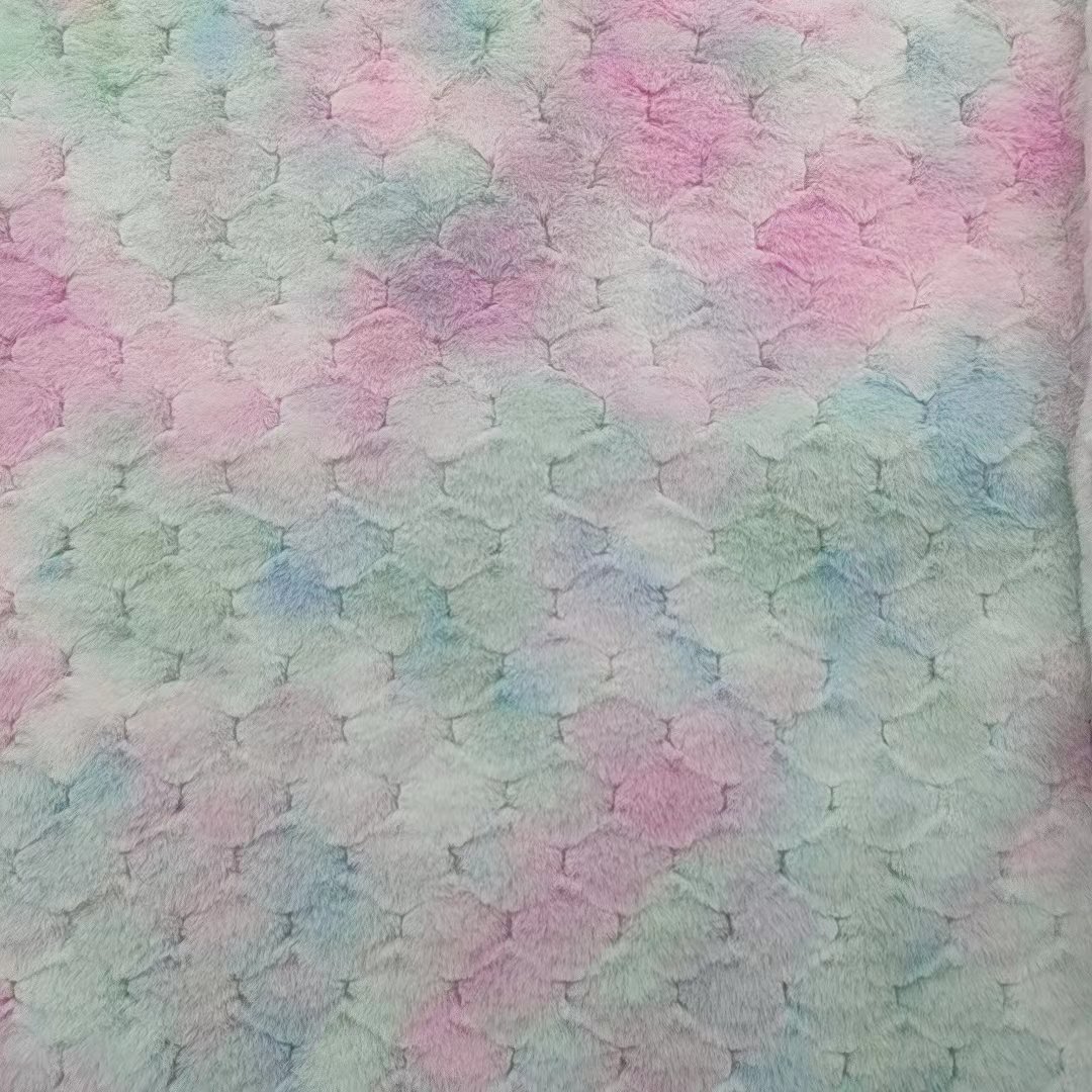 Wholesale Toy Minky dots Tie Dyed Supersoft Plush Fleece Fabric for toys for slippers
