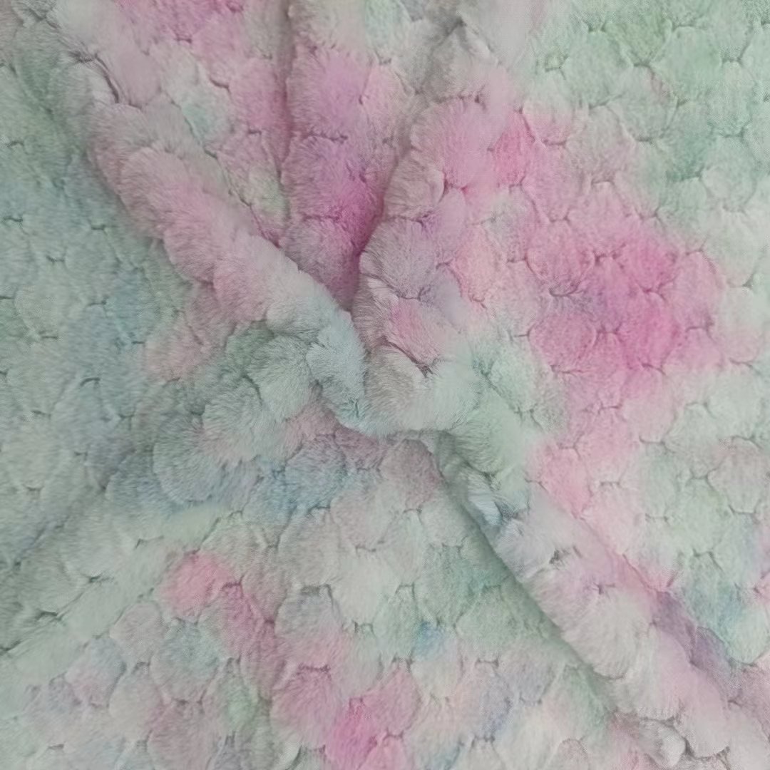 Wholesale Toy Minky dots Tie Dyed Supersoft Plush Fleece Fabric for toys for slippers