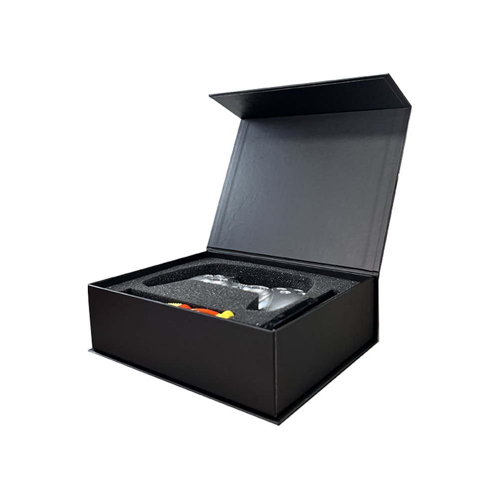 Wholesale Magnetic Cosmetic Perfume Foldable Packaging Box Luxury Black Custom Magnetic Gift Boxes with Ribbon Closure