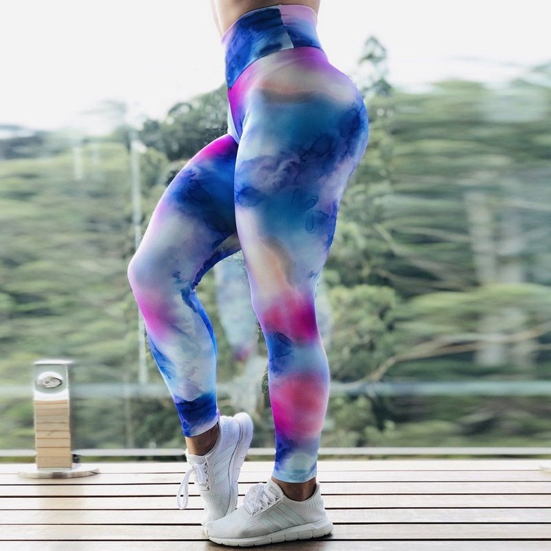 Wholesale Tie Dye Printed Active Legging High Waist Workout Yoga Pants Leggings For Women