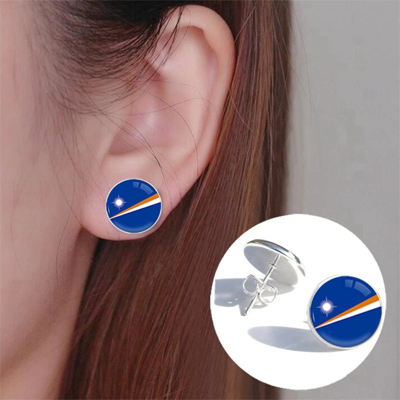 60 Models Marshall Island Flag Map Tie Clip Lapel Pin Ring Brooch Cuff Link Necklace Bracelet Earrings Key Chain Jewelry Set