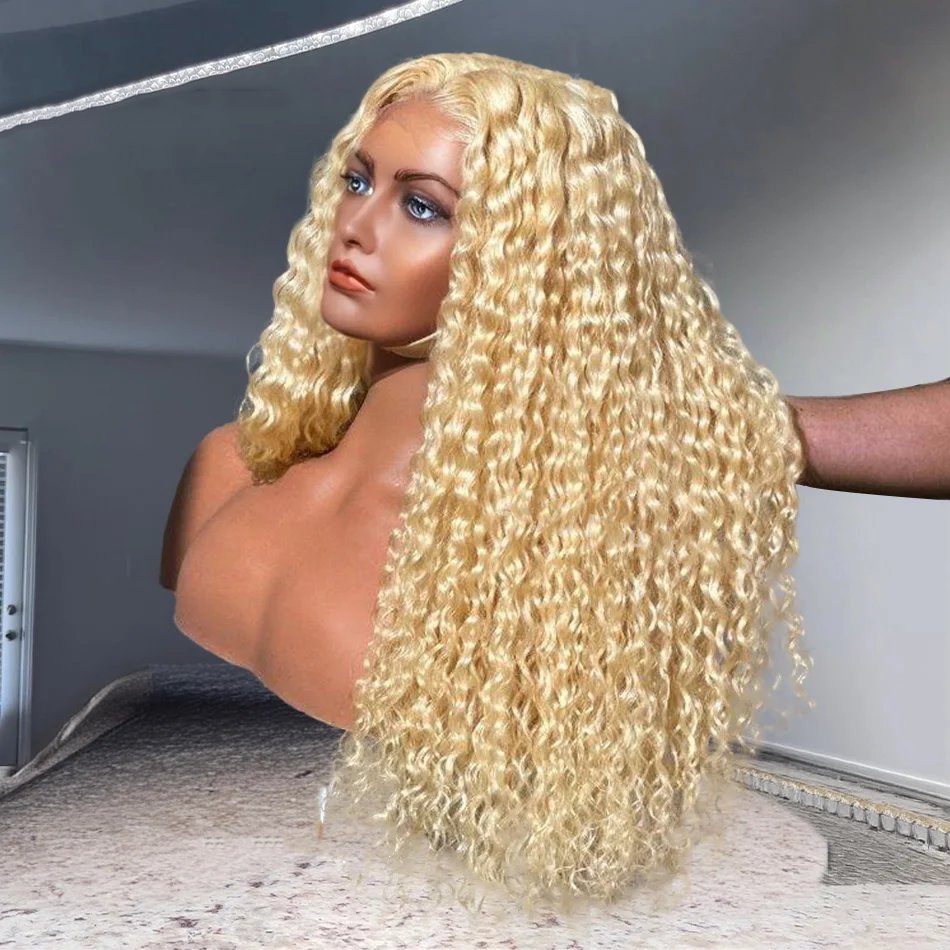 30 40 Inch Curly Wigs 613 Blonde 250 density 13x4 Lace Front Human Hair Deep Wave 13x6 Lace Frontal Wig For Women
