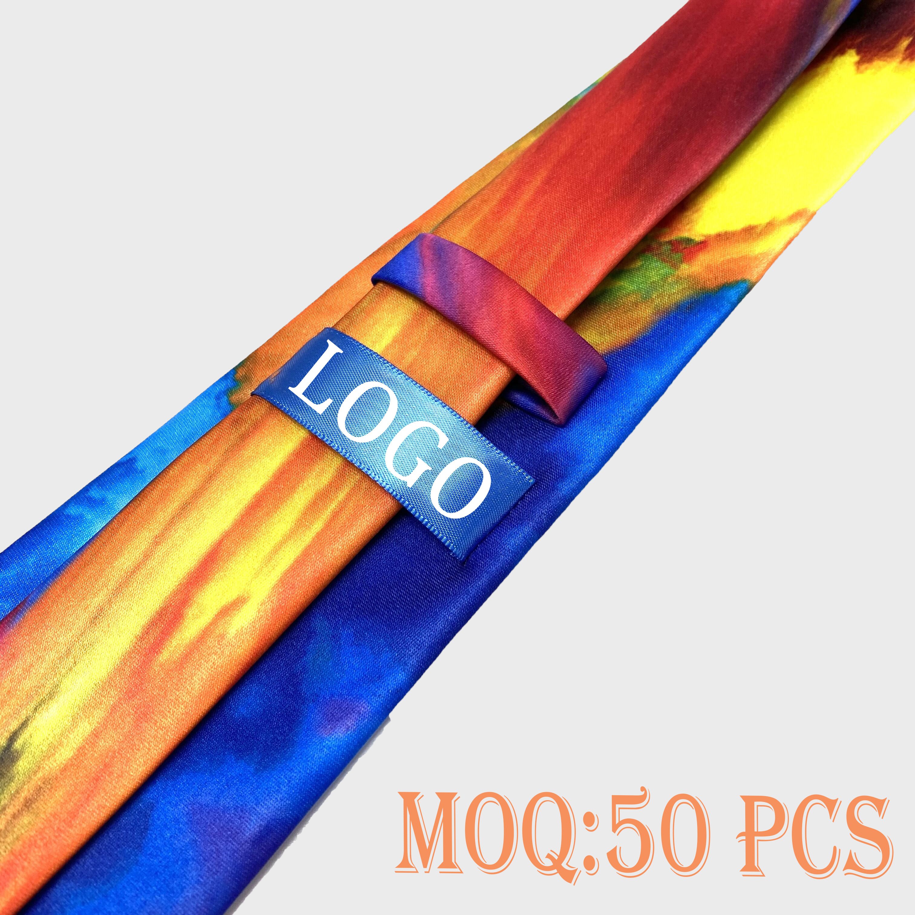 Custom LOGO DIY dye design Polyester Textile Necktie Woven JACQUARD Neck Regular color Ties rainbow Men women Starry sky 8CM