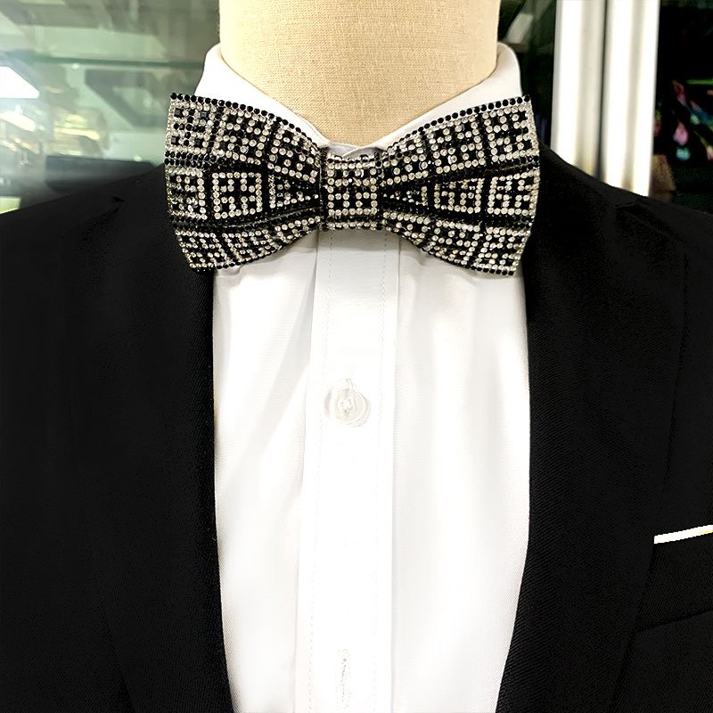 factory wholesale DDP Gold Color adjustable men's crystal Bow Tie for wedding gift groomsman bow ties custom neck ties