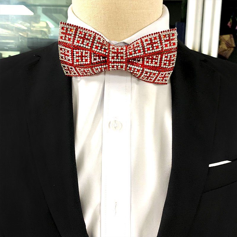 factory wholesale DDP Gold Color adjustable men's crystal Bow Tie for wedding gift groomsman bow ties custom neck ties