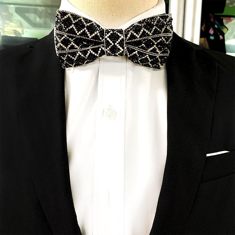 factory wholesale DDP Gold Color adjustable men's crystal Bow Tie for wedding gift groomsman bow ties custom neck ties