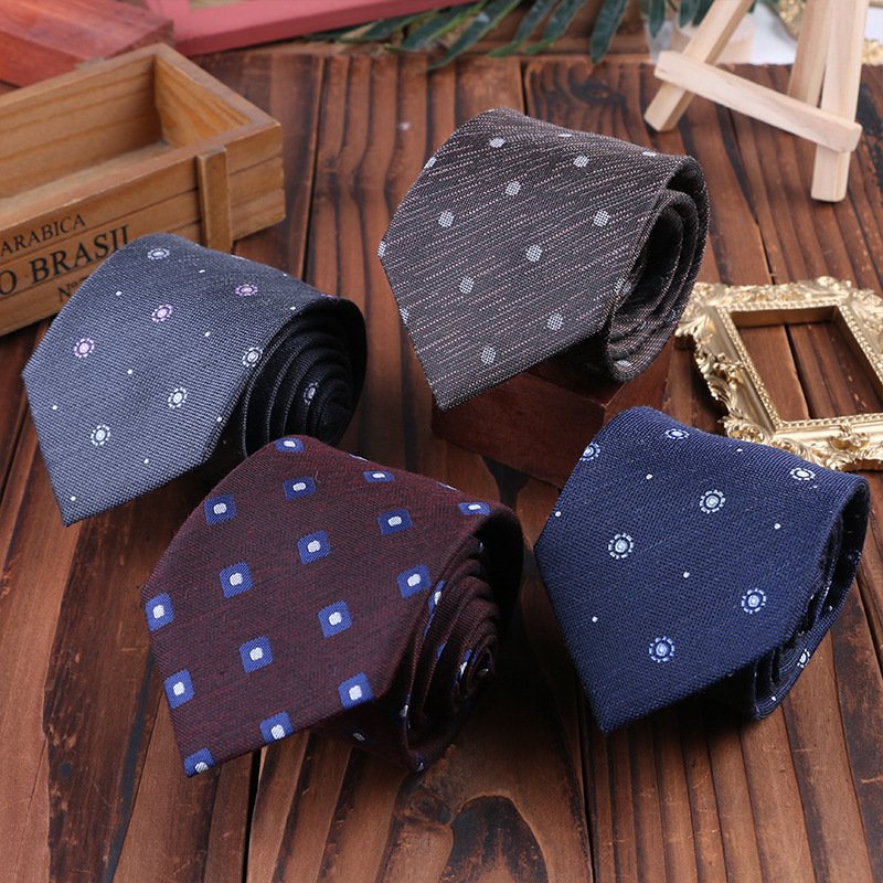 Wholesale Men Business Formal Wear Suits Accessory Tie Male Fashion Casual Polyester Fabric 7cm Necktie