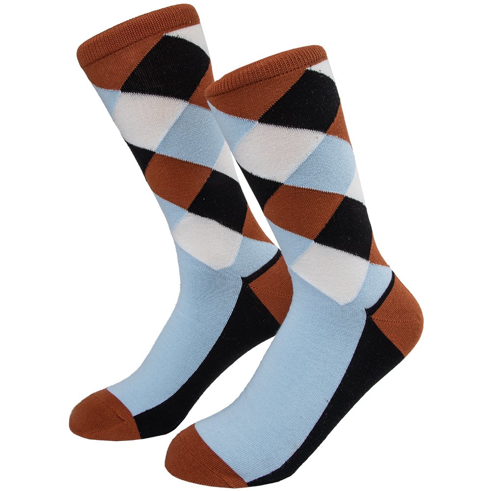 Wholesale Custom Colorful Mens Black Orange Plaid Cotton NeckTie Tie And Sock Set For Wedding Party