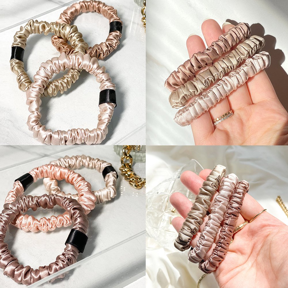 new arrival Pure Silk 16mm 1cm small scrunchies Factory Price Fashionable scrunchies hair ties silk