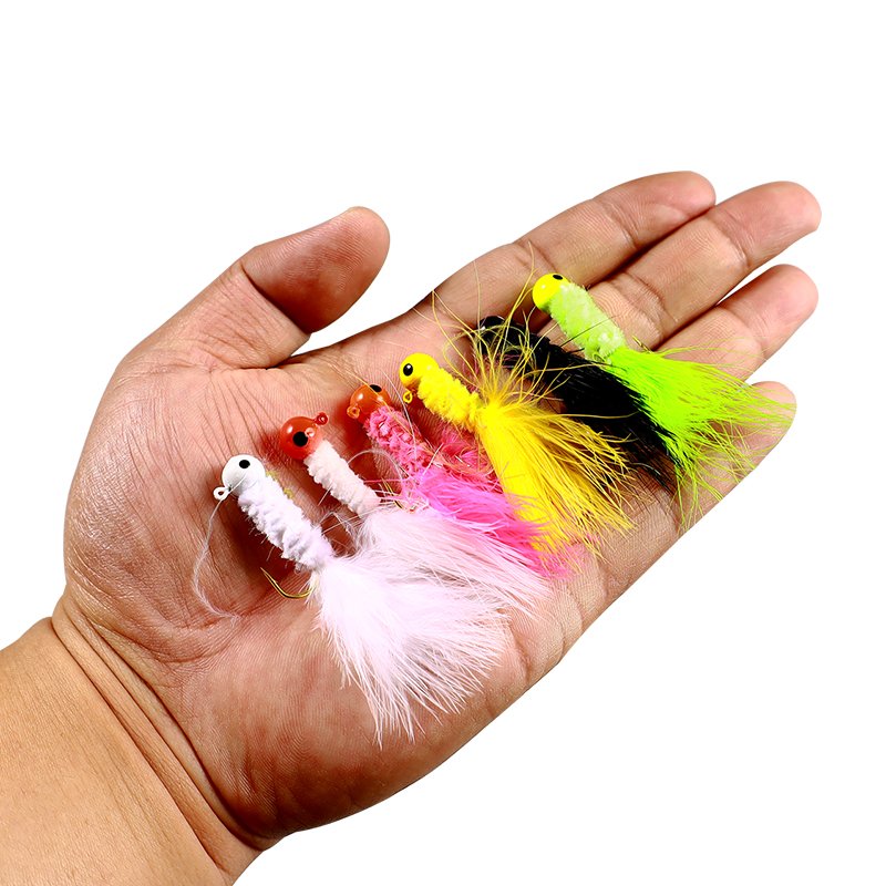 Palmer 0.9g 1.75g 3.5g hand tied crappie jigs heads fly tying fishing hooks