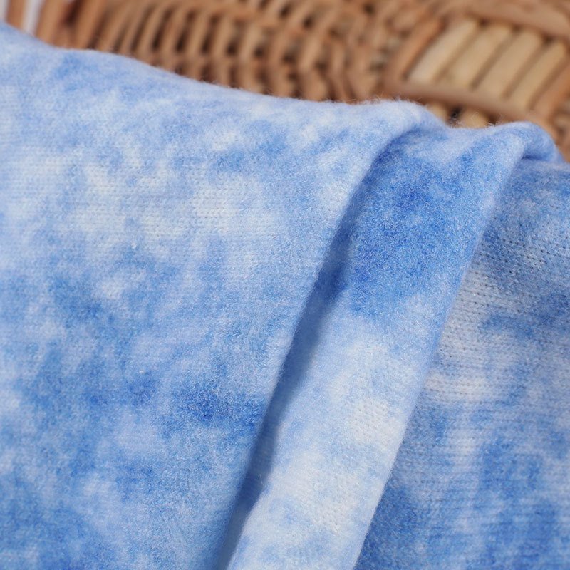 Wholesale Custom Print Tie Dye Merino Wool Fabric Hacci Jersey Brushed Print Fabric For Sweater