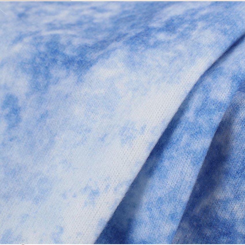 Wholesale Custom Print Tie Dye Merino Wool Fabric Hacci Jersey Brushed Print Fabric For Sweater