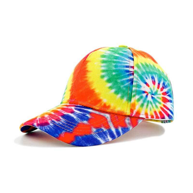 Wholesale Polyester Printed Tie Dyed Baseball Cap Hip Hop Color Block Graffiti Men/ Women's Gradient Sunshade Hat