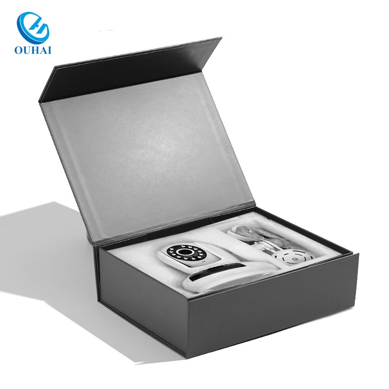 Customized Satin Lined Insert Rigid Cardboard Paper Box Printed Brand Logotype Black Magnetic Box Packaging for Gift
