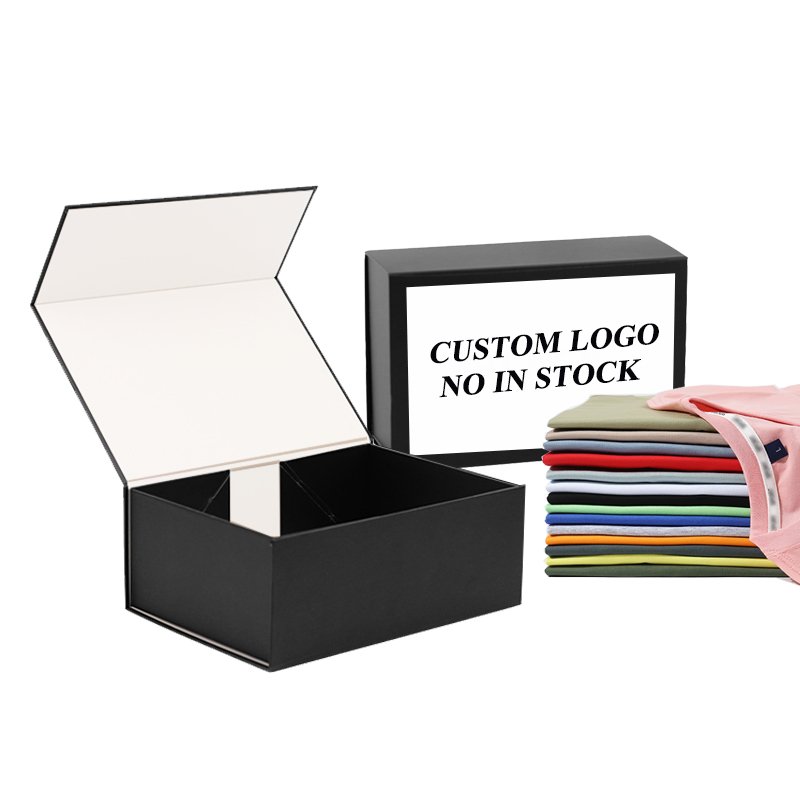 Customized Satin Lined Insert Rigid Cardboard Paper Box Printed Brand Logotype Black Magnetic Box Packaging for Gift