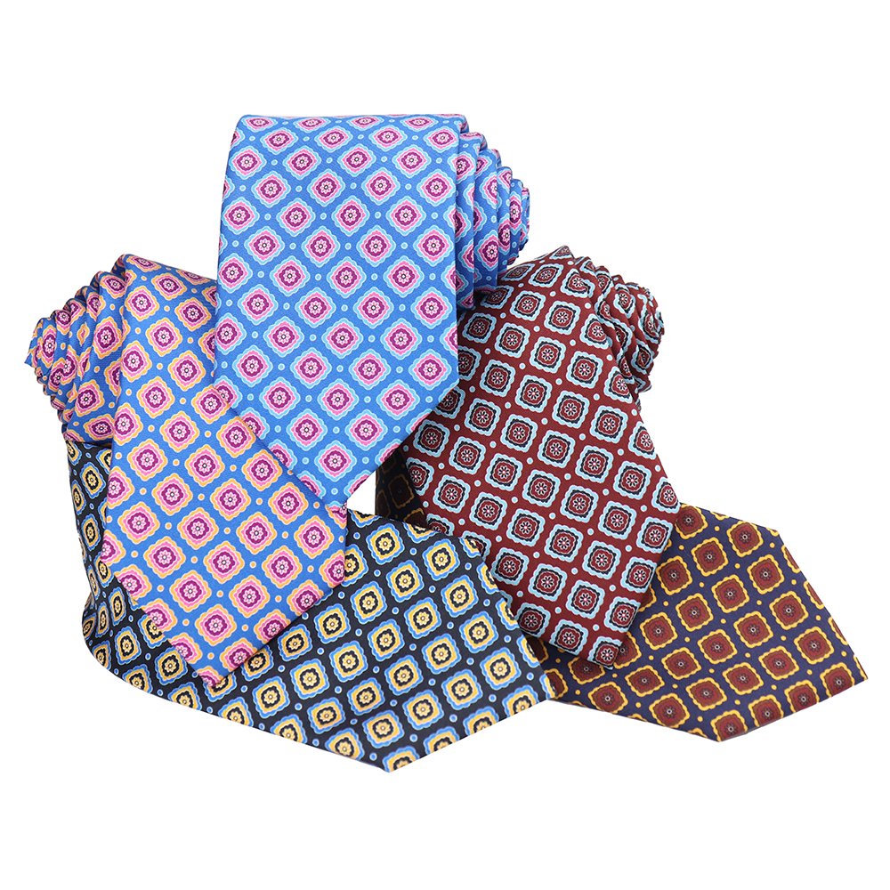 Designer Geometric Necktie 2024 Silk Printed Neckties High Quality Neck Ties For Men Custom Silk