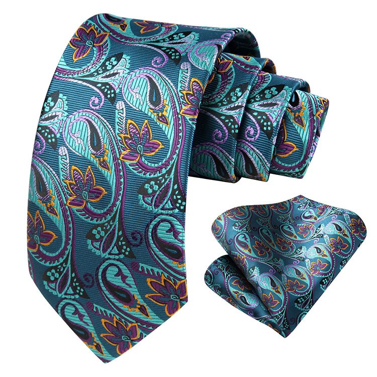 Personal Tie for Man Handkerchief Wedding Party Necktie & Pocket Square Set Silk Ties