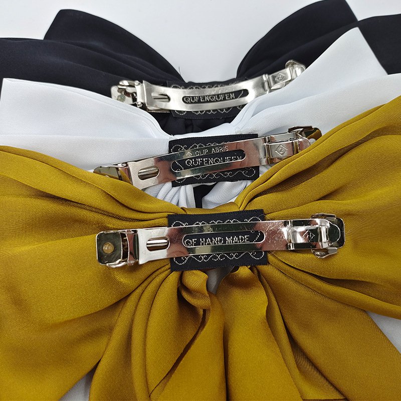 Luxury Elegant Silk Fabric Long Bow Girls Hair Clips Accessories Bowknot Ribbon Hairpin Pink Satin Bow Hairgrips For Women