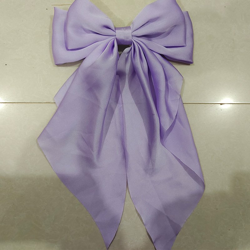 Luxury Elegant Silk Fabric Long Bow Girls Hair Clips Accessories Bowknot Ribbon Hairpin Pink Satin Bow Hairgrips For Women
