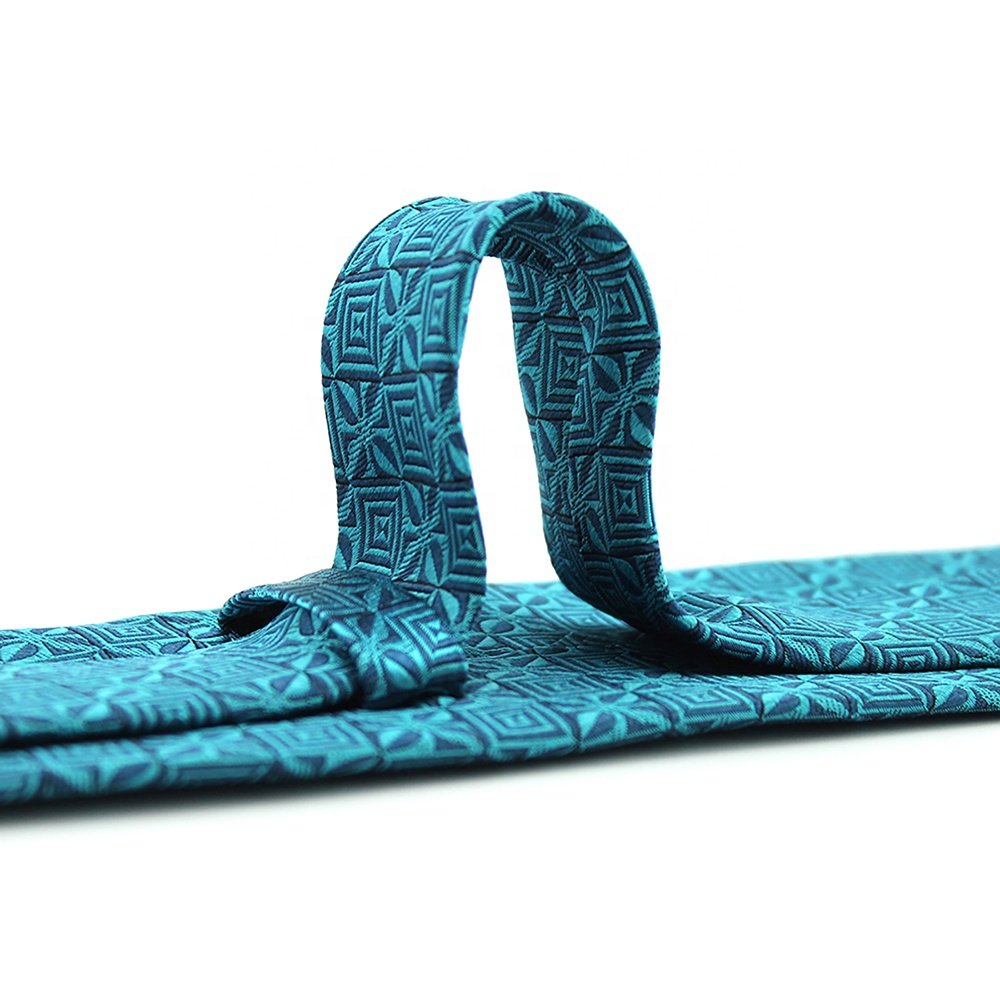 Long Neck Tie 8.5CM Business Chinese Wholesale Shengzhou Handmade Woven Geometric Peacock Blue Tall Men Extra Long Silk Necktie