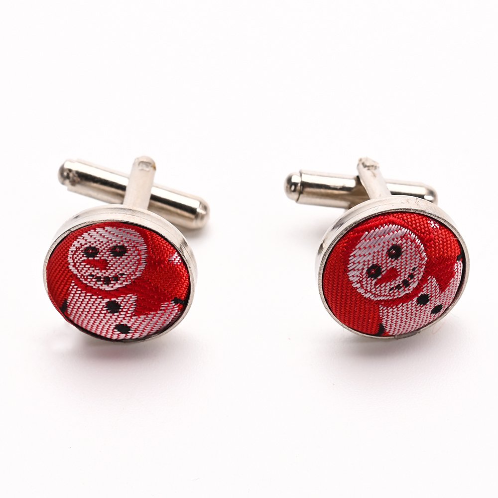 YiLi Polyester Woven Xmas Christmas Mens Cufflinks Set Tie