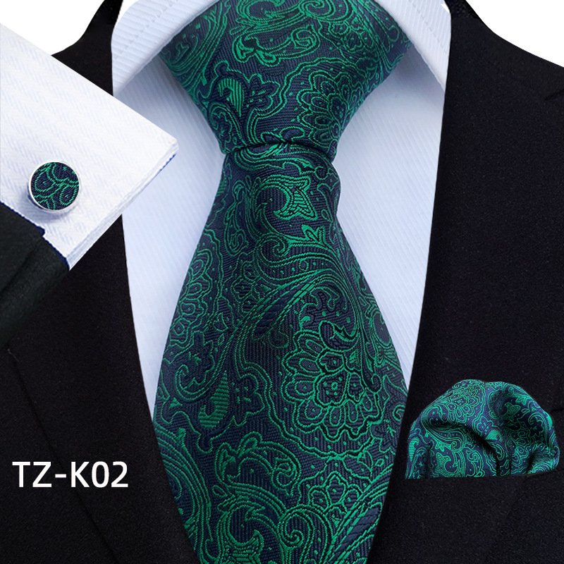 Fashion Men Business Brown Blue Yellow Tie Set Tie And Cufflink Gift Set Silk Necktie With Handkerchief For Men Wedding