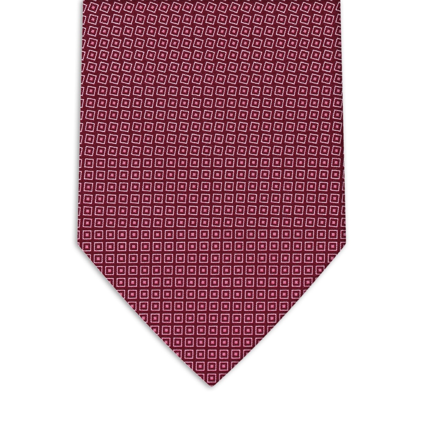 Elegant Italian Seven Fold Neckties - Printed Twill 100% Silk Benevento Ruby Red - Elevate Your Look with Style