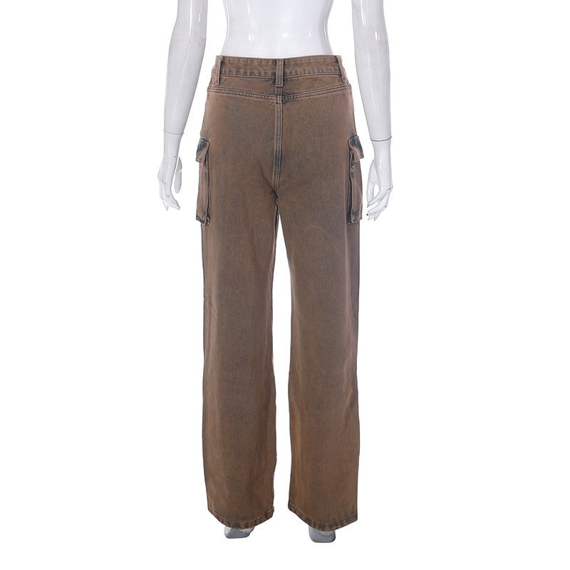 Liu Ming Spring 2023 Women s Clothing Retro High Waist Multi Pocket Cargo Pants Casual Trouser